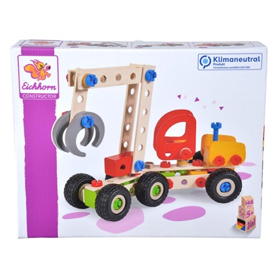 Byggesæt i træ med 6 hjul.